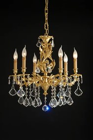 6-light chandelier in brass casting - 12.610/C6 -Gold Light and Crystal - Arredo Luce Argento anticato