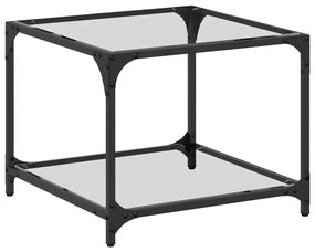 Tavolini Con Piano İn Vetro Trasparente 2 Pz 50x50x40cm Acciaio /