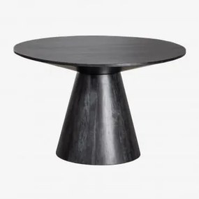 Tavolo Da Pranzo Rotondo In Legno Di Mango (ø120 Cm) Weymar Nero Liscio - Sklum