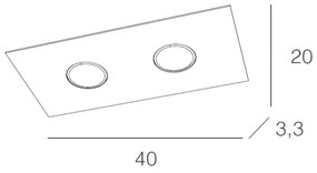 Plafoniera Moderna Rettangolare Area Metallo Bianco Metallo 2 Luci Gx53