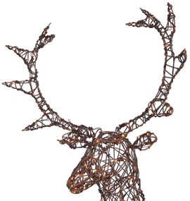 Renna natalizia in rattan marrone con LED IP44 - Glossie