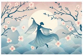 Quadro su tela – Ballerina sotto il ciliegio in luna piena