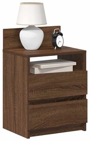 Comodini 2 Pz Con 2 Cassetti Rovere Marrone 40x33x60 Cm /
