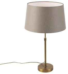 Lampada da tavolo in bronzo con paralume in lino color tortora 35 cm - Parte