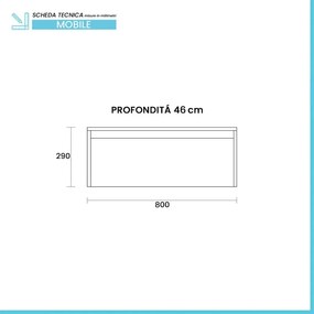 Mobile bagno sospeso 80 cm rovere naturale con lavabo sospeso e specchio – Numa