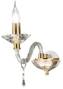 Applique FIAMMA in cristallo e vetro trasparente 12 cm finitura oro 1 Luce