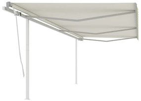 Tenda Da Sole Retrattile Manuale Con Pali 6x3,5 M Crema /