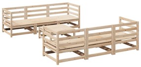 Set divani da giardino 7 pz in legno massello di pino