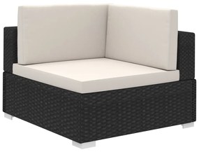 Set divani da giardino 8 pz con cuscini in polyrattan nero