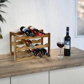 Portabottiglie di colore naturale in acacia massiccia numero di bottiglie 12 42x28x21 cm Fondi – Wenko