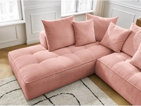 Divano angolare rosa (penisola a destra/a L) con rivestimento in ciniglia Whesley – Bobochic Paris