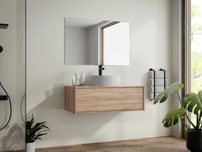 Mobile per bagno sospeso con lavabo singolo tondo 94 cm Naturale chiaro  - TEANA II
