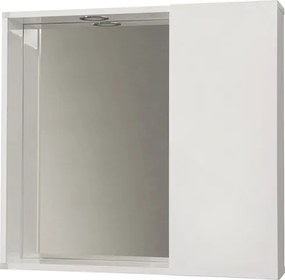 Specchiera contenitore con anta liscia e luce Led Bianco Lucido 68 cm