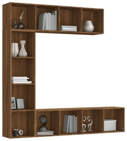 Set mobili libreria / porta tv 3pz rovere marrone 180x30x180 cm
