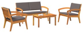 Set bistro da 4 pezzi  con cuscini - legno massello di acacia