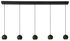 Lampadario Contemporaneo Eindhoven Acciaio Nero 5 Luci Gu10