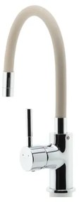 FERRO - Rubinetto per lavello con braccio flessible cromo lucido/beige
