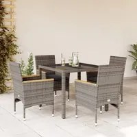 Set da Pranzo da Giardino 5 pz con Cuscini Polyrattan e Vetro 3278652