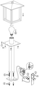 Paletto da Giardino Nero 80cm Acciaio INOX Base E27 - Serie PILLAR Colore Nero