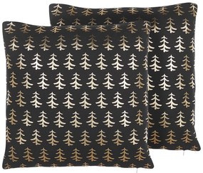 Set di 2 cuscini decorativi con alberi di Natale 45 x 45 cm nero LEROY Beliani