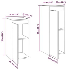 Mobili Porta TV 2 pz Grigi in Legno Massello di Pino