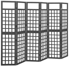 Divisorio A 6 Pannelli İn Legno Di Abete Nero 242,5x180 Cm /