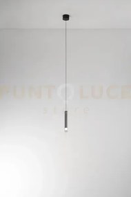 Poule sospensione in vetro e metallo fumé specchiato sfumato + grig...