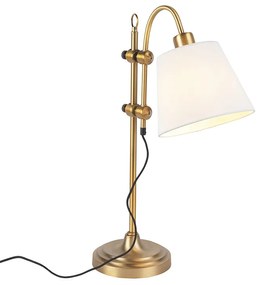 Lampada da tavolo classica bronzo con paralume bianco - Ashley
