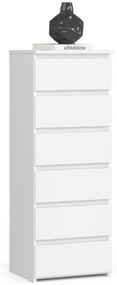 Cassettiera Moderna 40x35x109 Cm 6 Cassetti Bianco Opaco Artika