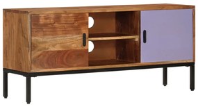 Mobile Tv Marrone Ambra E Grigio 110x30x50cm İn Legno Di Acacia /
