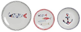 Set di Stoviglie DKD Home Decor Marino Porcellana (18 pcs)