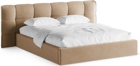 Letto matrimoniale imbottito greige con contenitore con rete inclusa 160x200 cm Eric – Micadoni