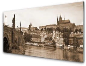Quadro su vetro Paesaggio del ponte di Praga 100x50 cm