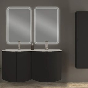 Mobile sottolavabo e lavabo Onda per doppia vasca grigio grafite L 138 x H 70 x P 51 cm