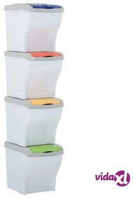 vidaXL Pattumiere Impilabili 4 pz 80 L Bianco