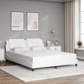 Giroletto Con Testiera Bianco 160x200 Cm İn Similpelle /