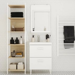 Mobile da bagno a terra sotto lavabo L 50 x H 80 x P 40 cm bianco laccato opaco, 2 cassetti SENSEA Easy