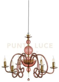 Lampadario vivaldi 6 luci borgogna oro attacco e14 d.75cm