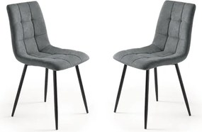 Sedia da pranzo in tessuto Grigio Scuro gambe metallo nere - KATERINE 2 sedie