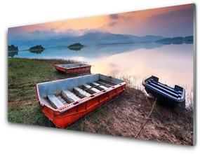 Quadro acrilico Paesaggio in barca 100x50 cm