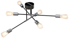 Lampadario on a pole FLAME 6xE27/60W/230V nero/cromo lucido