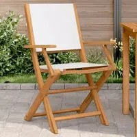 Sedie Giardino 2pz Bianco Crema Legno Massello Acacia e Tessuto 367669