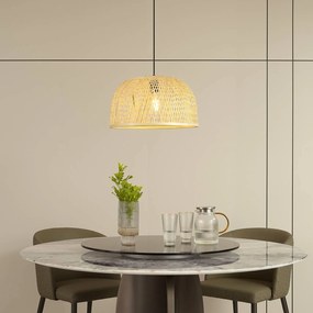 Lampada a sospensione Dabila Lindby, dimmerabile, Legno chiaro, Soggiorno / Sala da pranzo, bambù, Campagna / Rustiche, Lampada a sospensione
