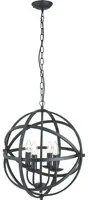 Lampadario Industrial-Nordico Orbita Acciaio Nero 4 Luci E14