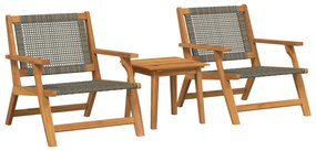 Set da giardino : 3 pezzi in legno massello di acacia, grigio