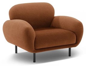Poltrona color terracotta con rivestimento in bouclé Poppy – Micadoni