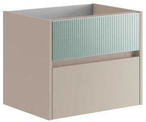 Mobile da bagno sospeso sotto lavabo L 59.5 x H 50 x P 45.5 cm beige laccato opaco, 2 cassetti Niwa