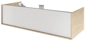 Mobile da bagno sospeso sotto lavabo L 120 x H 32 x P 48 cm bianco e rovere laccato lucido, 1 cassetto SENSEA Neo Frame