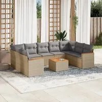 Set Divano da Giardino 10 pz con Cuscini Beige in Polyrattan 3258685