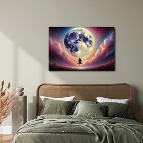 Quadro su tela – Ragazza sull’altalena sotto la luna
